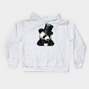 Panda wearing Top Hat Kids Hoodie